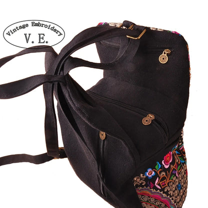 Handmade Ethnic Inspired Embroidered Canvas Backpack