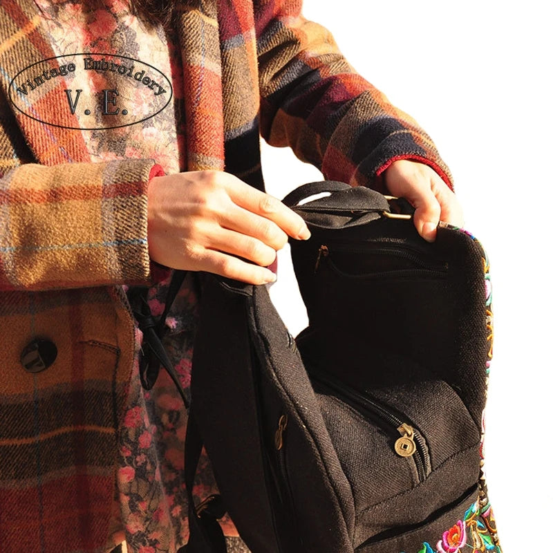 Handmade Ethnic Inspired Embroidered Canvas Backpack