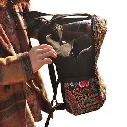 Handmade Ethnic Inspired Embroidered Canvas Backpack