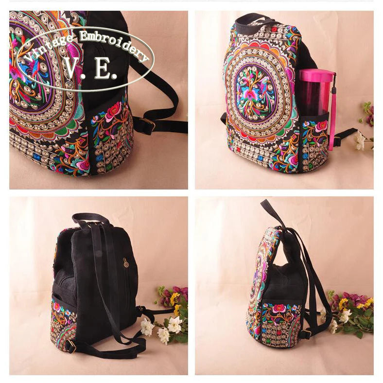 Handmade Ethnic Inspired Embroidered Canvas Backpack