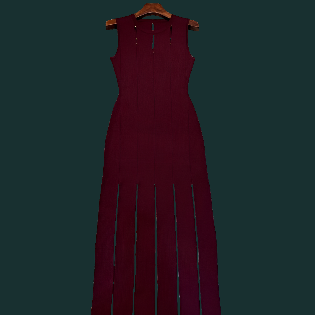 Stylish Slim Fitted Knit Dress with Slitted Skirt