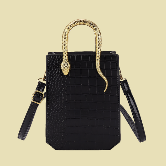 Crocodile Pattern Crossbody with Snake Handle Crossbody