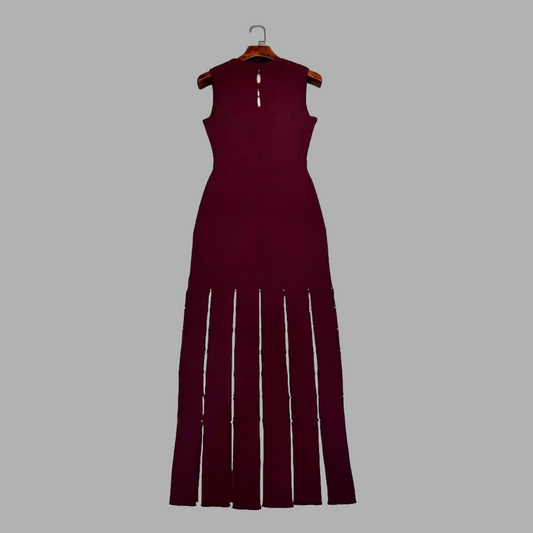 Stylish Slim Fitted Knit Dress with Slitted Skirt