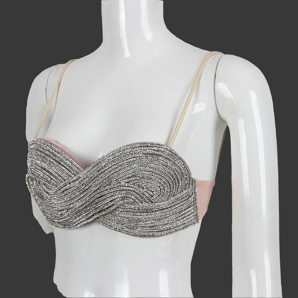 Sexy Bejeweled Crystal Diamond Bikini Bra Top
