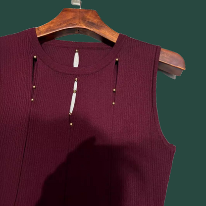 Stylish Slim Fitted Knit Dress with Slitted Skirt