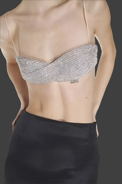 Sexy Bejeweled Crystal Diamond Bikini Bra Top