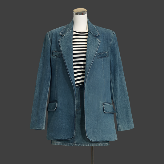 Retro Denim Loose Style Suit Jacket