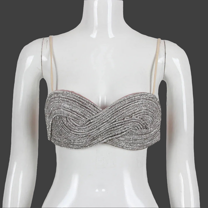 Sexy Bejeweled Crystal Diamond Bikini Bra Top