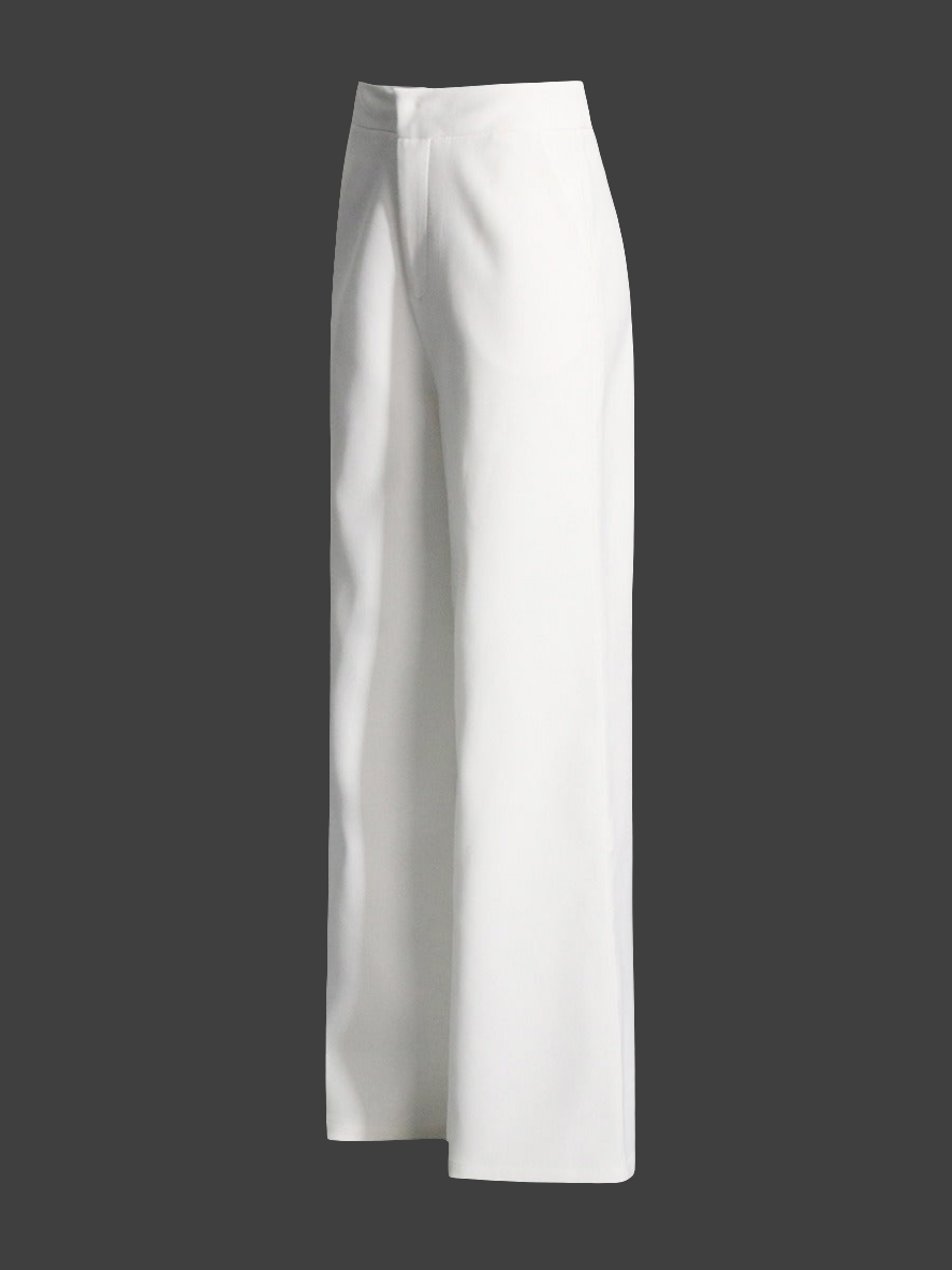 Beautiful  Women's White 2 Piece Pant Suit With 3D Rose Design