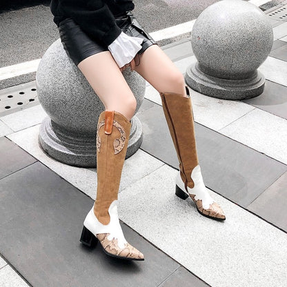 “Ranchero Eleganza” Two-Tone Western Knee-High Boots