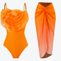 Floral Romance Ruffle One-Piece Swimsuit & Ombre Sarong Set