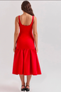 Midi Dress With Spaghetti Straps, Available in Red and  Creamy White